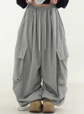 韩国代购24F/W soft cotton cargo wide banding pants棉质工装裤