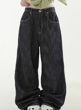 韩国代购25A/W scratched indigo banding jean 牛仔裤