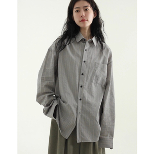organic stripe shirt 韩国代购 棉质竖纹衬衫 unisex 25S
