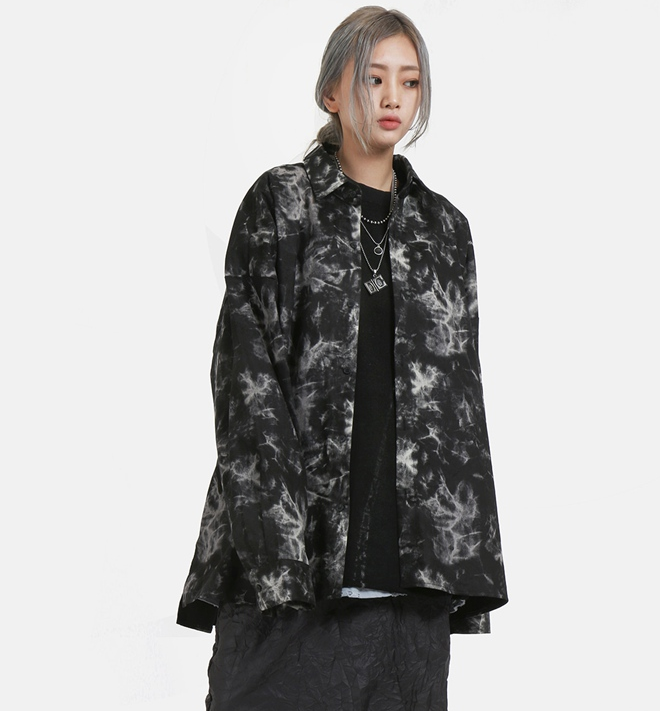 韩国代购19FW DEEP TYE-DYE OVERSIZE SHIRTS 深度扎染宽松衬衫