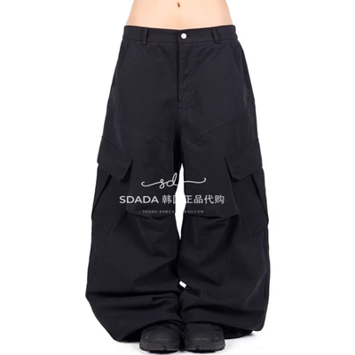 韩国代购裤脚抽绳工装长裤女裤