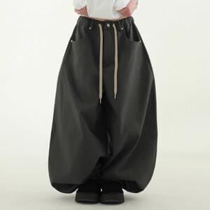 韩国代购25A/W oversize cotton wide balloon banding pants卫裤