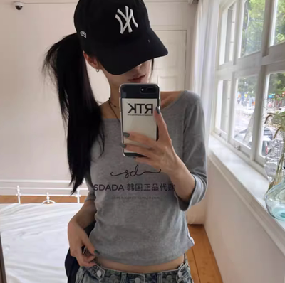 韩国代购船领7分袖T恤女款