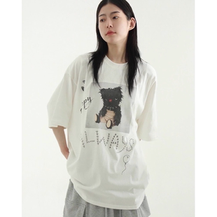 ALWAYS printed cotton 韩国代购 tee half 棉质印花T恤 25S