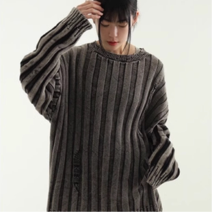 pigmented golgi damage 韓國代購 水洗磨白破洞針織衫 knit 24F