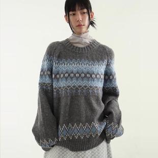 韩国代购24F/W nordic pattern round knit (unisex) 毛衣