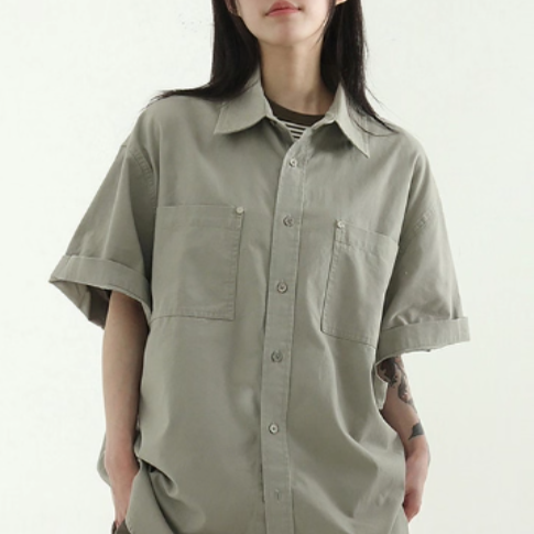 韩国代购25S/S carpenter Oxford shirts 设计师半袖衬衫