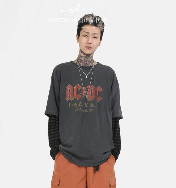 韩国代购乐队短袖acdc