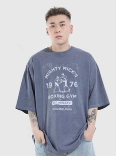 Pigment Boxing Half 韩国代购 水洗做旧印花棉质短袖 22S