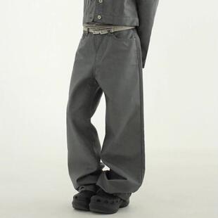 back buckle wide 韩国代购 设计师牛仔裤 jean 25A