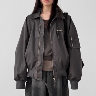 collar neck 韩国代购 jumper 翻领拉链飞行夹克外套 25F