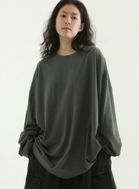 韩国代购22F/W oversize silket cotton tee 早秋宽松垂感长袖T恤