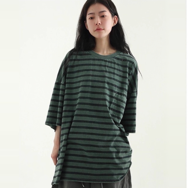 stripepigmentedhalftee条纹T