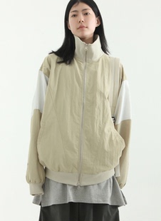 two tone high 韩国代购 wind neck jacket拼接防风夹克外套 23A