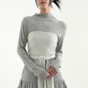 moch neck 设计师长袖 25A T恤 tee frill 韩国代购 silket