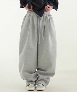 韩国代购24A/W cotton balloon banding pants 宽松捏褶棉质卫裤