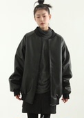 22F leather 韩国代购 oversize mild jumper PU皮夹克