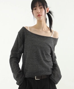 neck 长袖 宽松船领针织衫 knit boat fit loose 24S 韩国代购