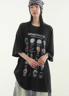 printed cotton half 韩国代购 unisex tee 棉质印花T恤 24S