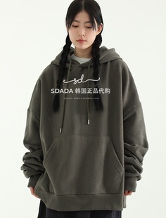 fit soft cotton 韩国代购 秋冬加绒帽衫 over hoody 男女 20FW