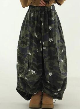 韩国代购24 flower camo pattern cargo banding pants迷彩工装裤