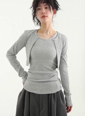 韩国代购24S/S golgi cropped cardigan 竖纹针织开衫上衣