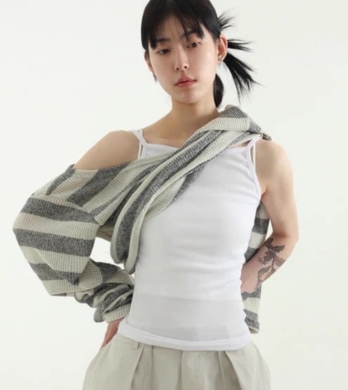 圆领套头韩国代购针织衫条纹