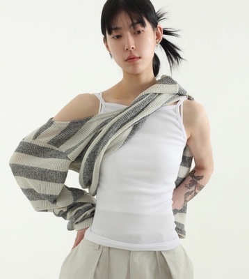 圆领套头韩国代购针织衫条纹