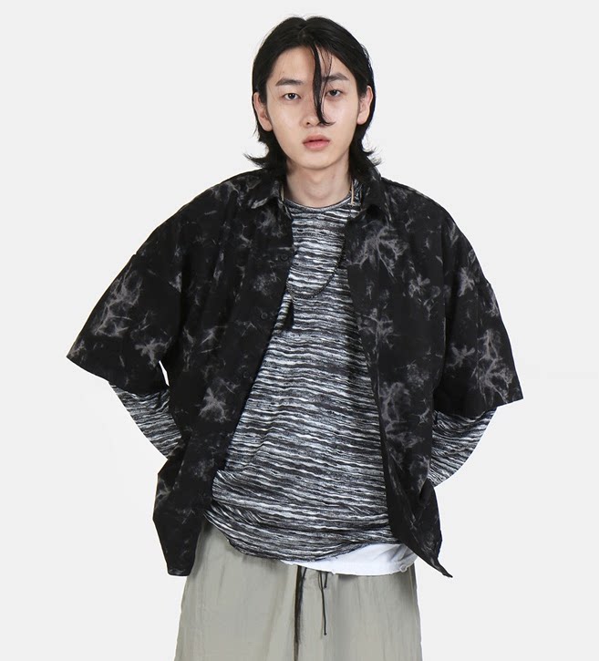 韩国扎染半袖衬衫男女同款