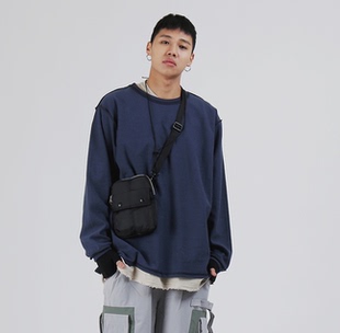 韩国代购19FW In Out Overlock T  设计师外扎线长TEE