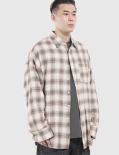 Over size Check 韩国代购 宽松混色格子衬衫 Shirts 男女 22F