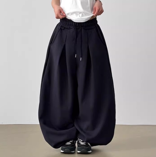 韩国代购 26A cotton pin balloon tuck pants 捏褶卫裤 banding