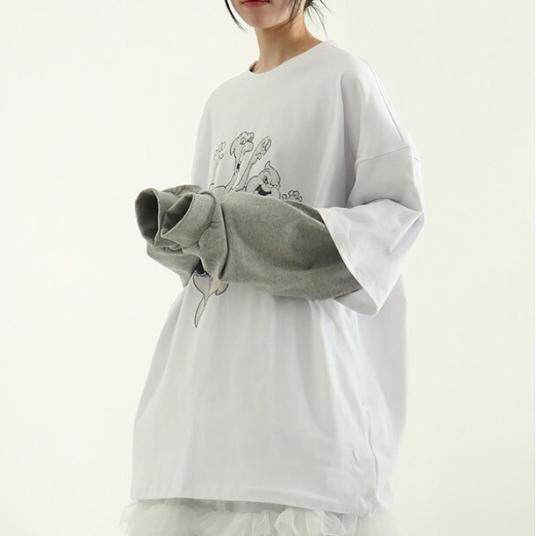 韩国代购25A/W printed cotton tee(unisex) 卡通印花T恤