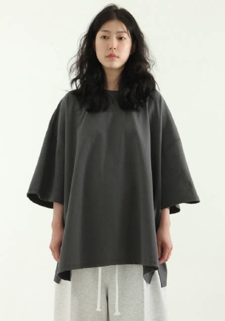 纯色宽松T恤slitcottontee(