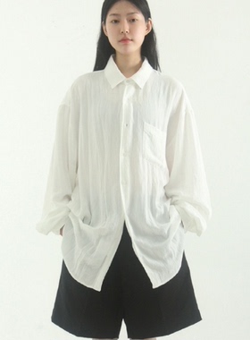 韩国代购22F/W oversize wrinkled rayon shirt 早秋宽松长袖衬衫