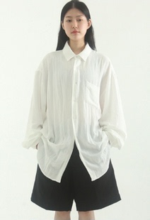 oversize wrinkled 衬衫 22F 早秋宽松长袖 shirt 韩国代购 rayon