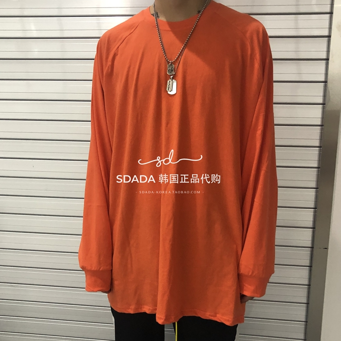 韩国代购19SS Pure colour box long sleeves纯色薄款棉质长袖T恤