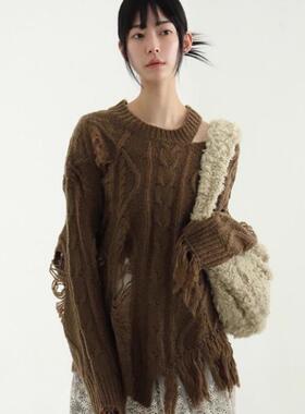 韩国代购24F/W wooden button fluffy fur bag 毛绒包包