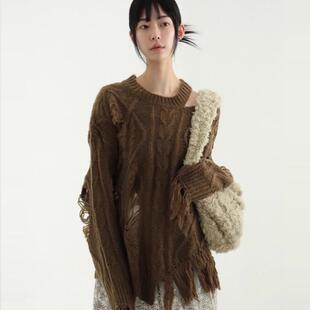韩国代购24F/W wooden button fluffy fur bag 毛绒包包