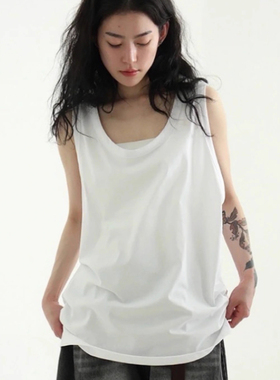 韩国代购25A/W silket sleeveless cotton tee (unisex) 宽松背心