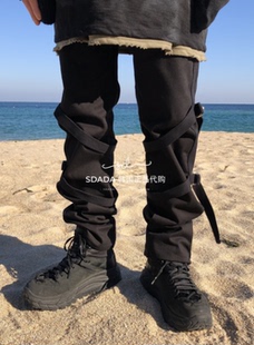 BACK ZIPPER STRAP 韩国代购 绑带拉链设计师裤 PANTS 子 22A