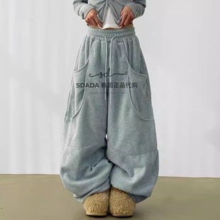 韩国代购26A/W double pocket fleece balloon banding pants卫裤
