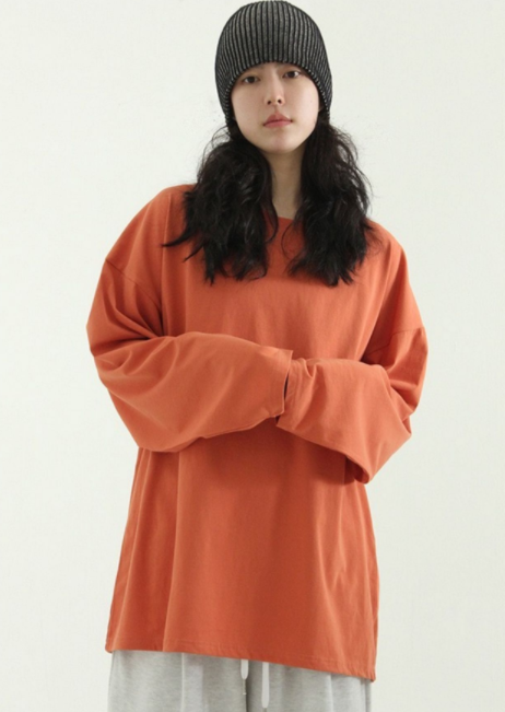 男女同款有机棉长袖T恤韩国代购