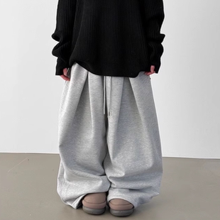 韩国25 pleated coton balloon banding pants 加绒捏褶卫裤
