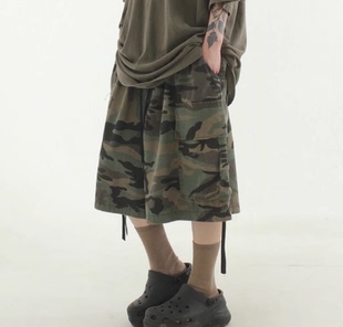 韩国代购23 camo pattern cargo half banding pants 迷彩半腿裤