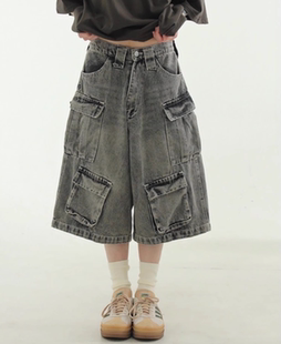 multi pocket unisex 24S pants half 韩国代购 denim