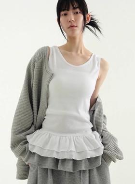 韩国代购25A/W frill can-can golgi sleeveless top 设计师背心