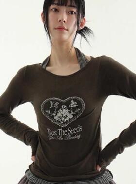 韩国代购24F/W Trust pritned tee  字母印花长袖T恤