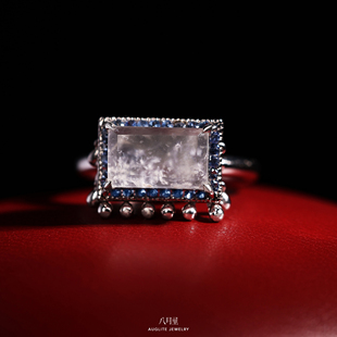 冰与火 缅甸天然A货玻璃种飘雪雪花棉翡翠戒指18K金水滴流苏原创