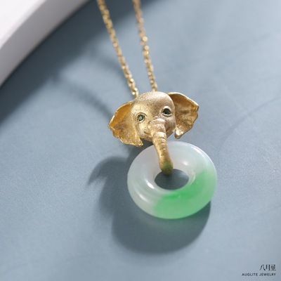 单独选料定制天然翡翠18K金吊坠